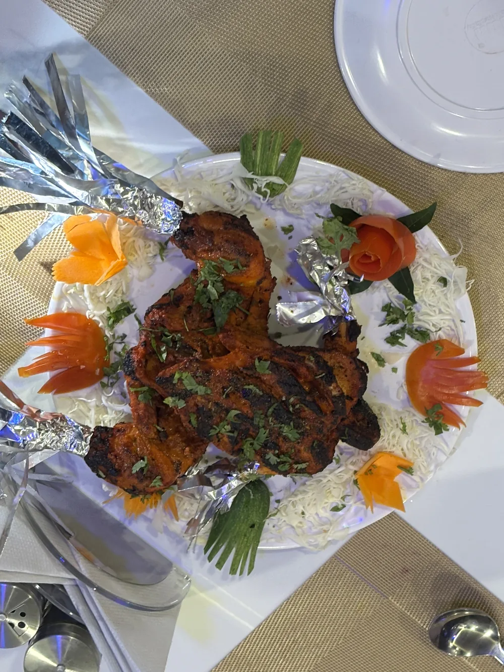 Tandoori chicken served with salad